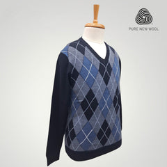 MEN'S V NECK SWEATER ITALIAN MERINO WOOL