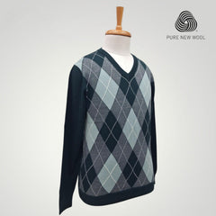 MEN'S V NECK SWEATER ITALIAN MERINO WOOL