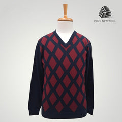 MEN'S V NECK SWEATER ITALIAN MERINO WOOL