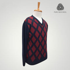 MEN'S V NECK SWEATER ITALIAN MERINO WOOL
