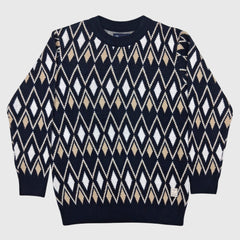 BOY'S R NECK ACRO WOOL SWEATER