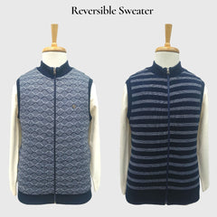 MEN'S SLEEVELESS FULL ZIP REVERSIBLE SWEATER