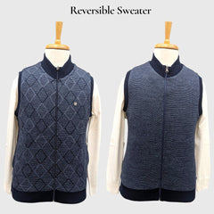 MEN'S SLEEVELESS FULL ZIP REVERSIBLE SWEATER