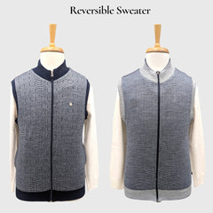 MEN'S SLEEVELESS FULL ZIP REVERSIBLE SWEATER