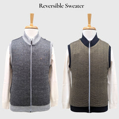 MEN'S SLEEVELESS FULL ZIP REVERSIBLE SWEATER