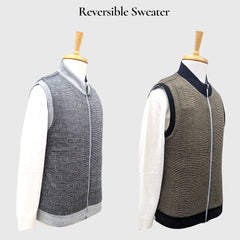 MEN'S SLEEVELESS FULL ZIP REVERSIBLE SWEATER