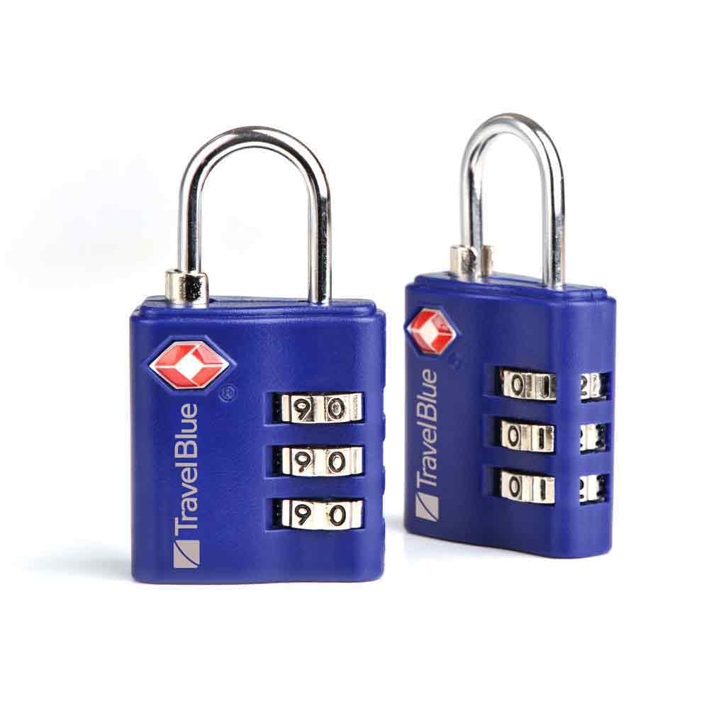 TSA Approved Suitcase Padlock - 3 Dial Combination - Pack of 2