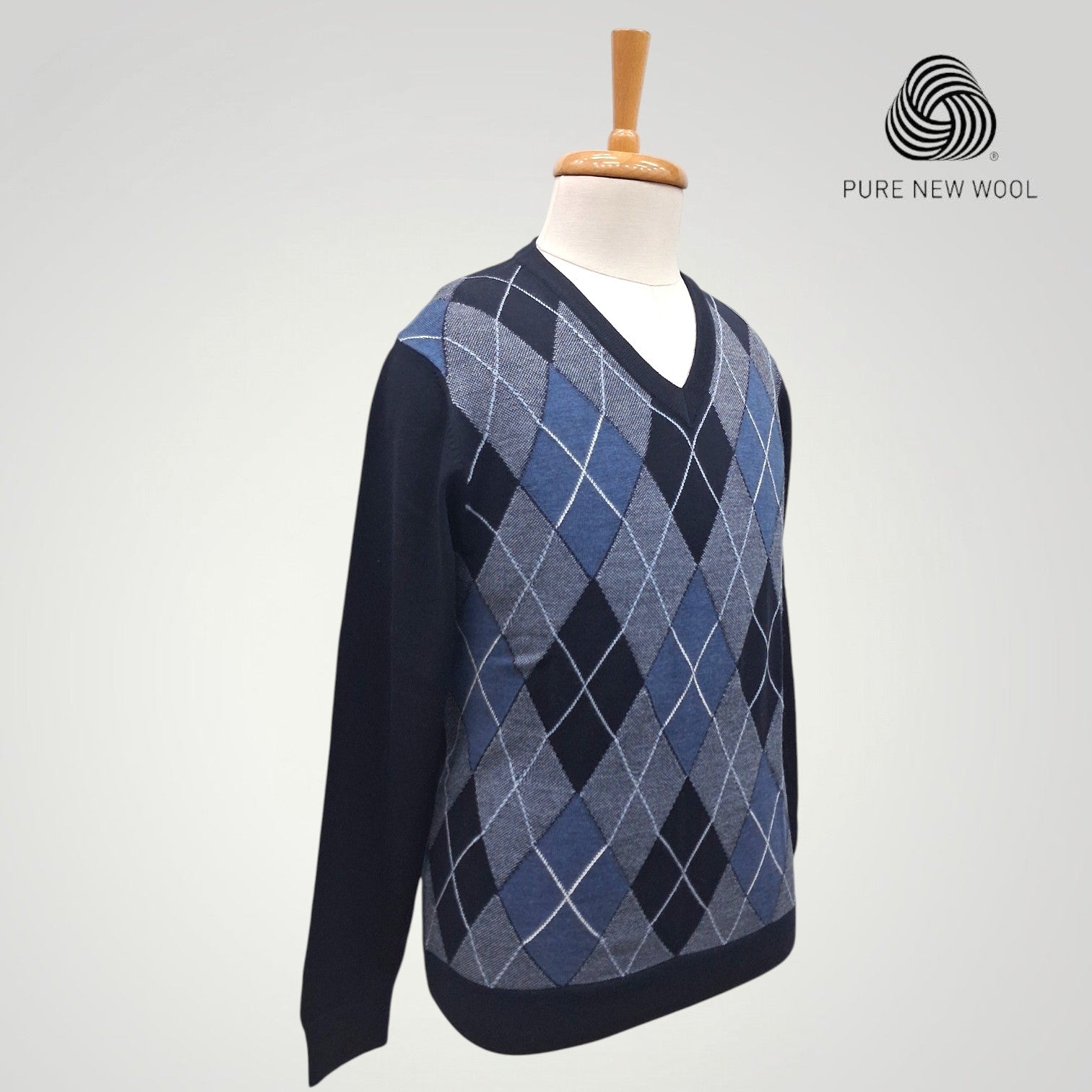 MEN'S V NECK SWEATER ITALIAN MERINO WOOL