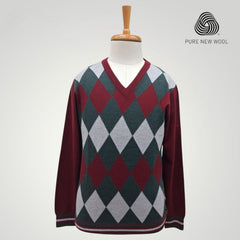 MEN'S V NECK SWEATER ITALIAN MERINO WOOL