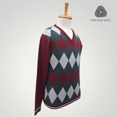 MEN'S V NECK SWEATER ITALIAN MERINO WOOL