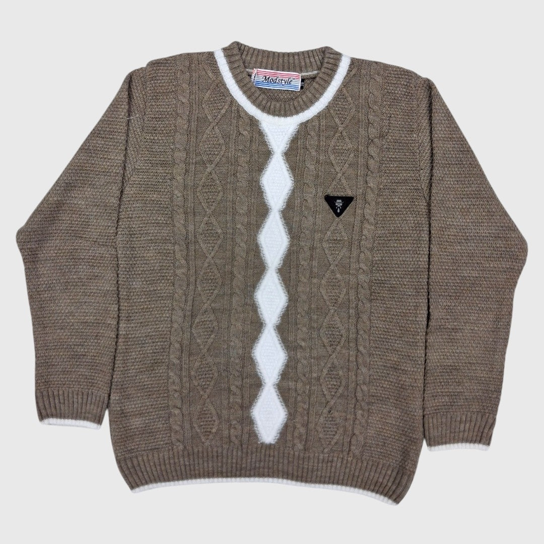 BOY'S R NECK ACRO WOOL SWEATER