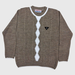 BOY'S R NECK ACRO WOOL SWEATER