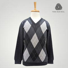 MEN'S V NECK SWEATER ITALIAN MERINO WOOL