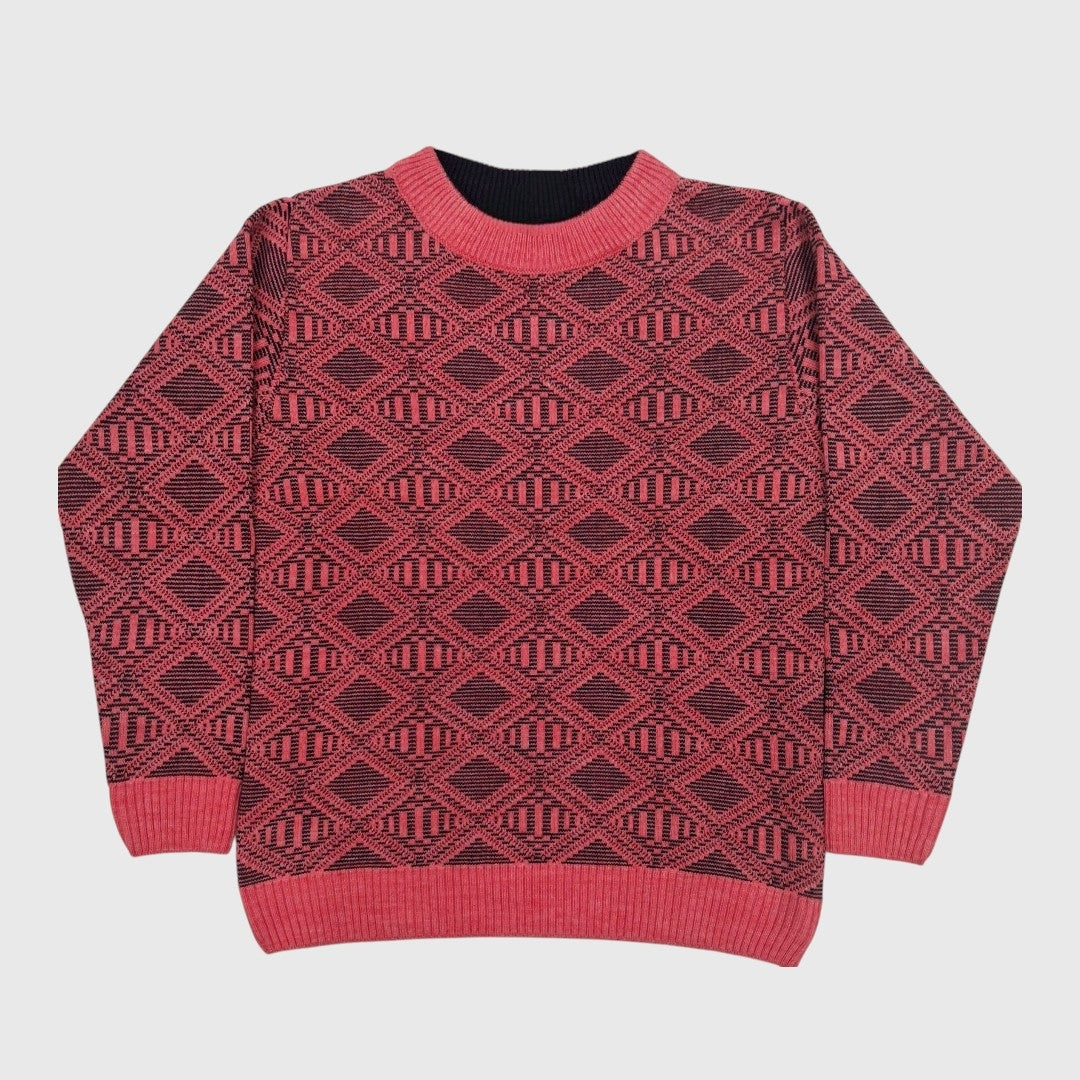 BOY'S R NECK ACRO WOOL SWEATER