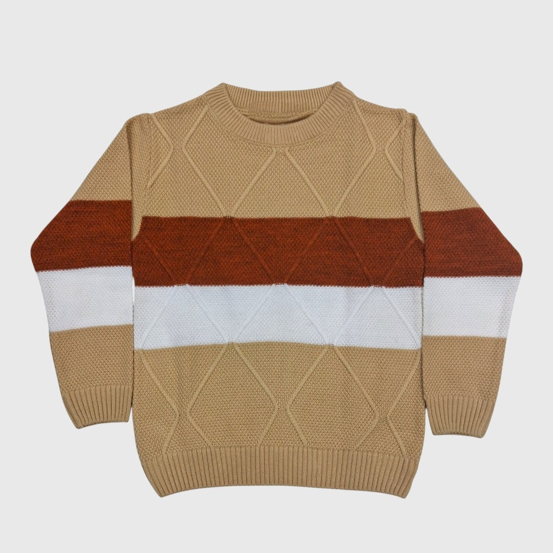 BOY'S R NECK ACRO WOOL SWEATER