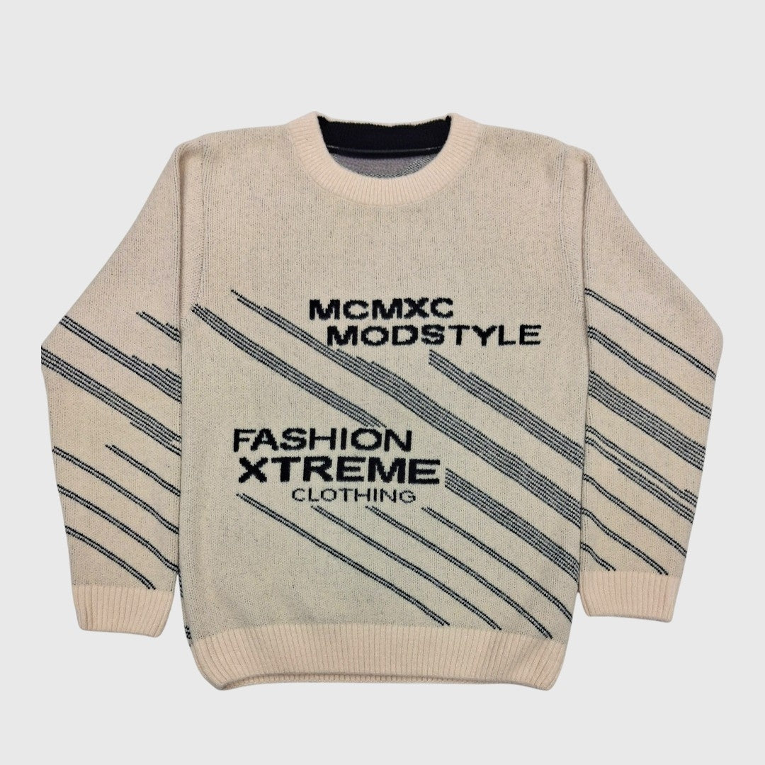 BOY'S R NECK ACRO WOOL SWEATER