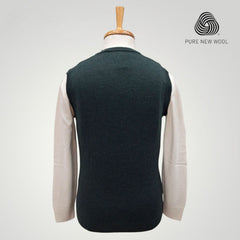 MEN'S SLEEVELESS ITALIAN PURE WOOL SWEATER