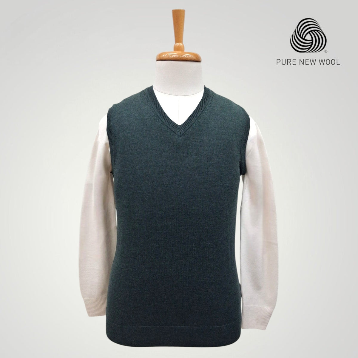 MEN'S SLEEVELESS ITALIAN PURE WOOL SWEATER