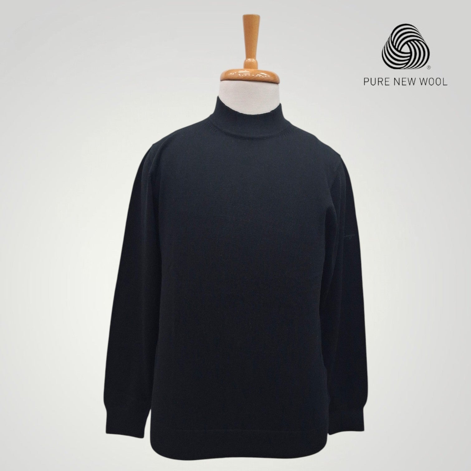 MEN'S HIGH NECK ITALIAN PURE WOOL SWEATER