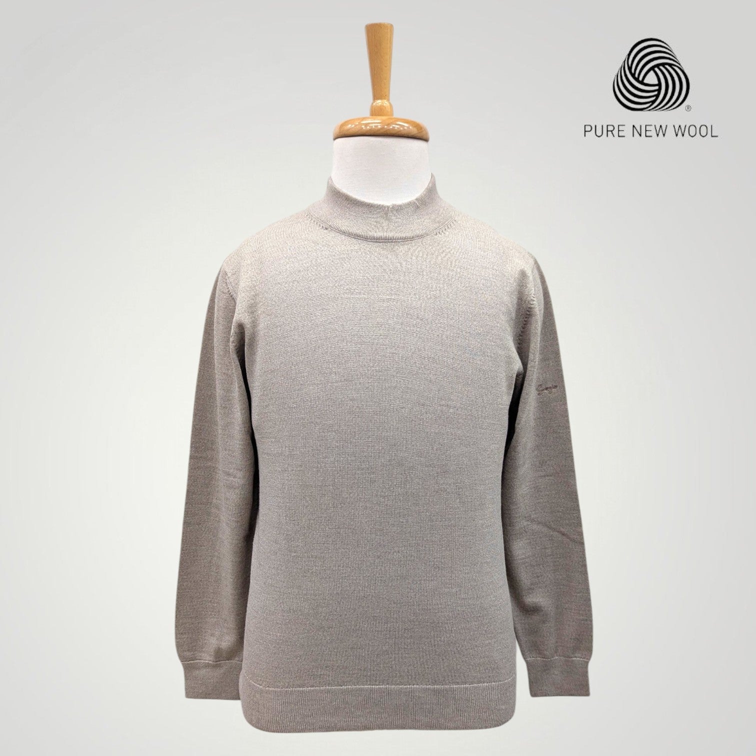 MEN'S HIGH NECK ITALIAN PURE WOOL SWEATER