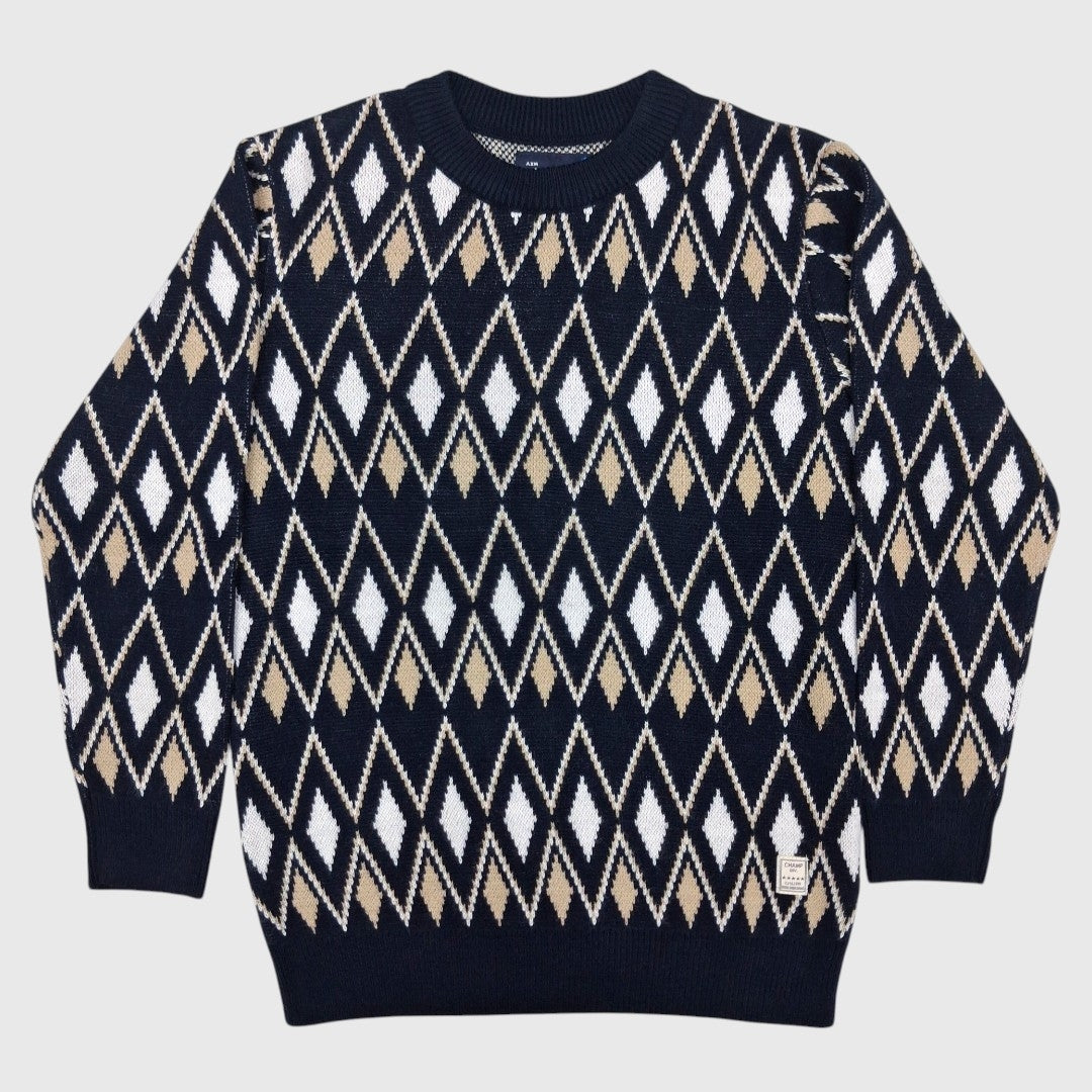 BOY'S R NECK ACRO WOOL SWEATER