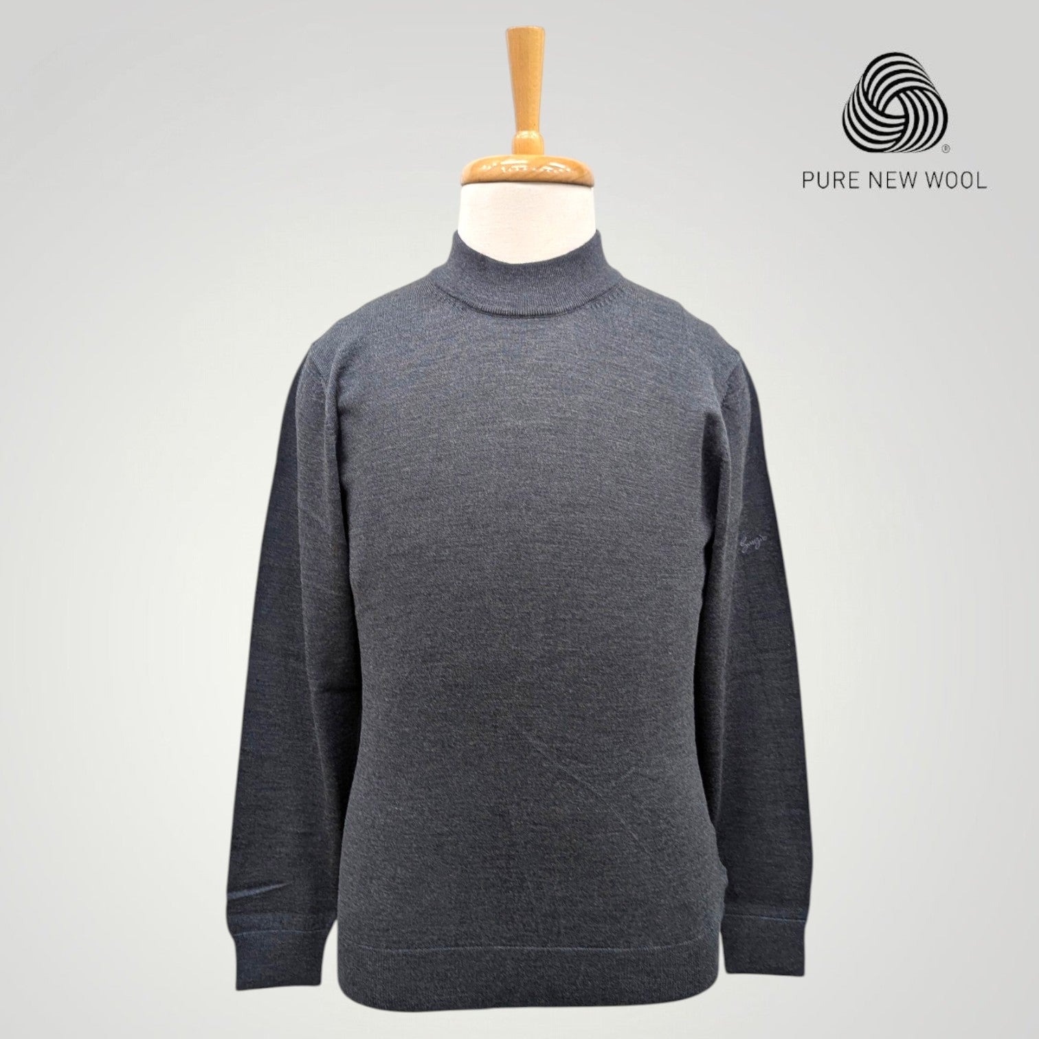 MEN'S HIGH NECK ITALIAN PURE WOOL SWEATER
