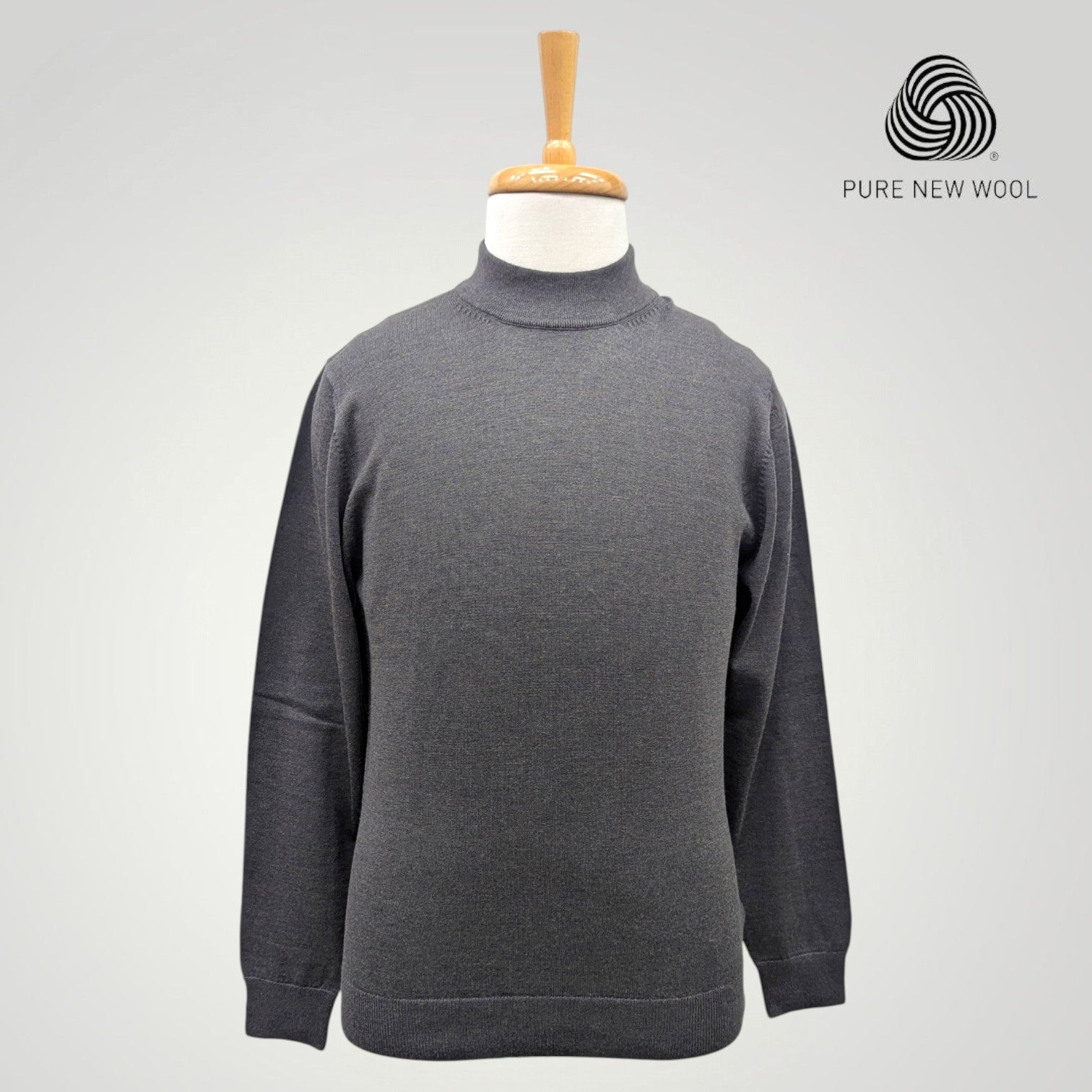 MEN'S HIGH NECK ITALIAN PURE WOOL SWEATER