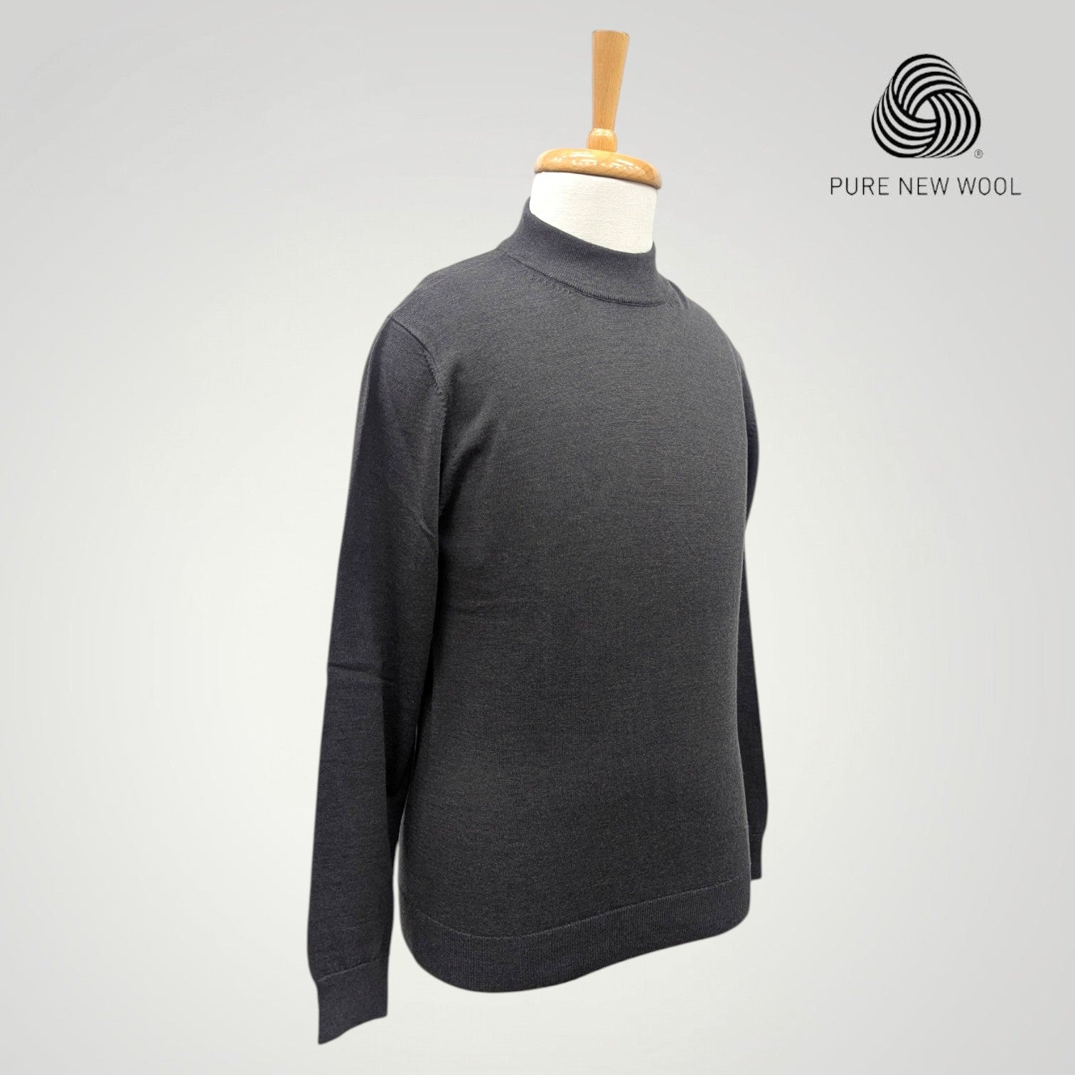 MEN'S HIGH NECK ITALIAN PURE WOOL SWEATER