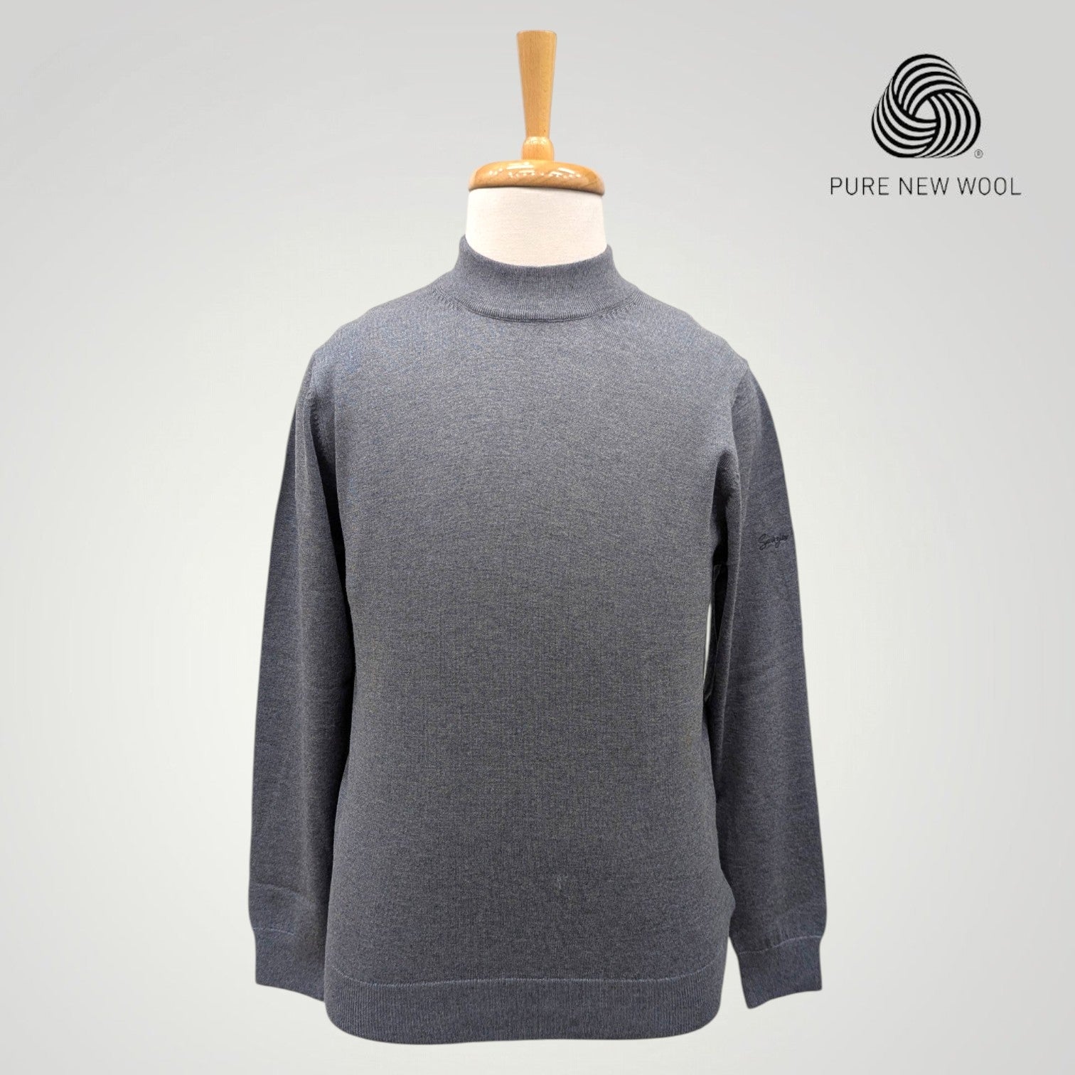 MEN'S HIGH NECK ITALIAN PURE WOOL SWEATER