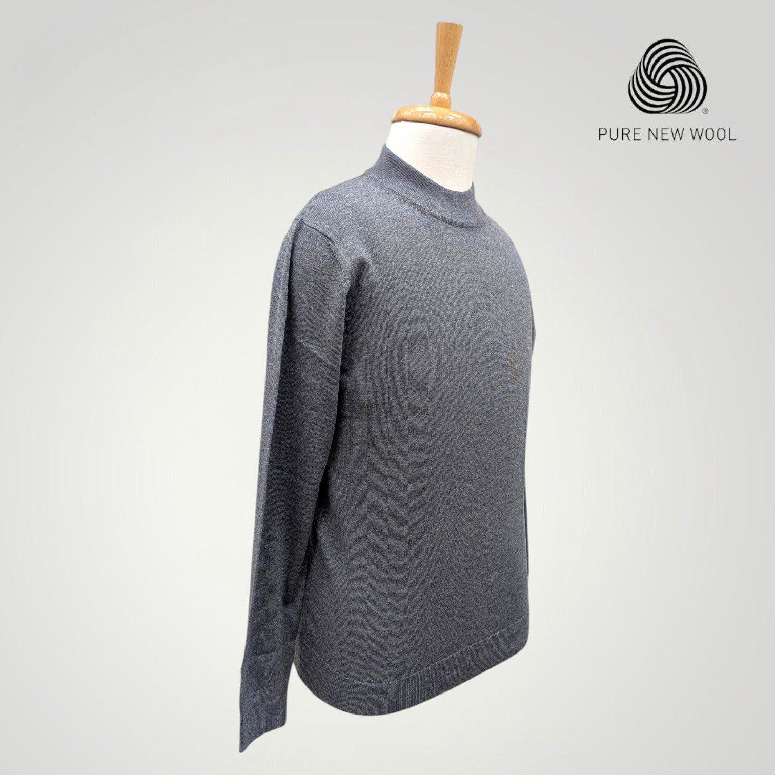 MEN'S HIGH NECK ITALIAN PURE WOOL SWEATER