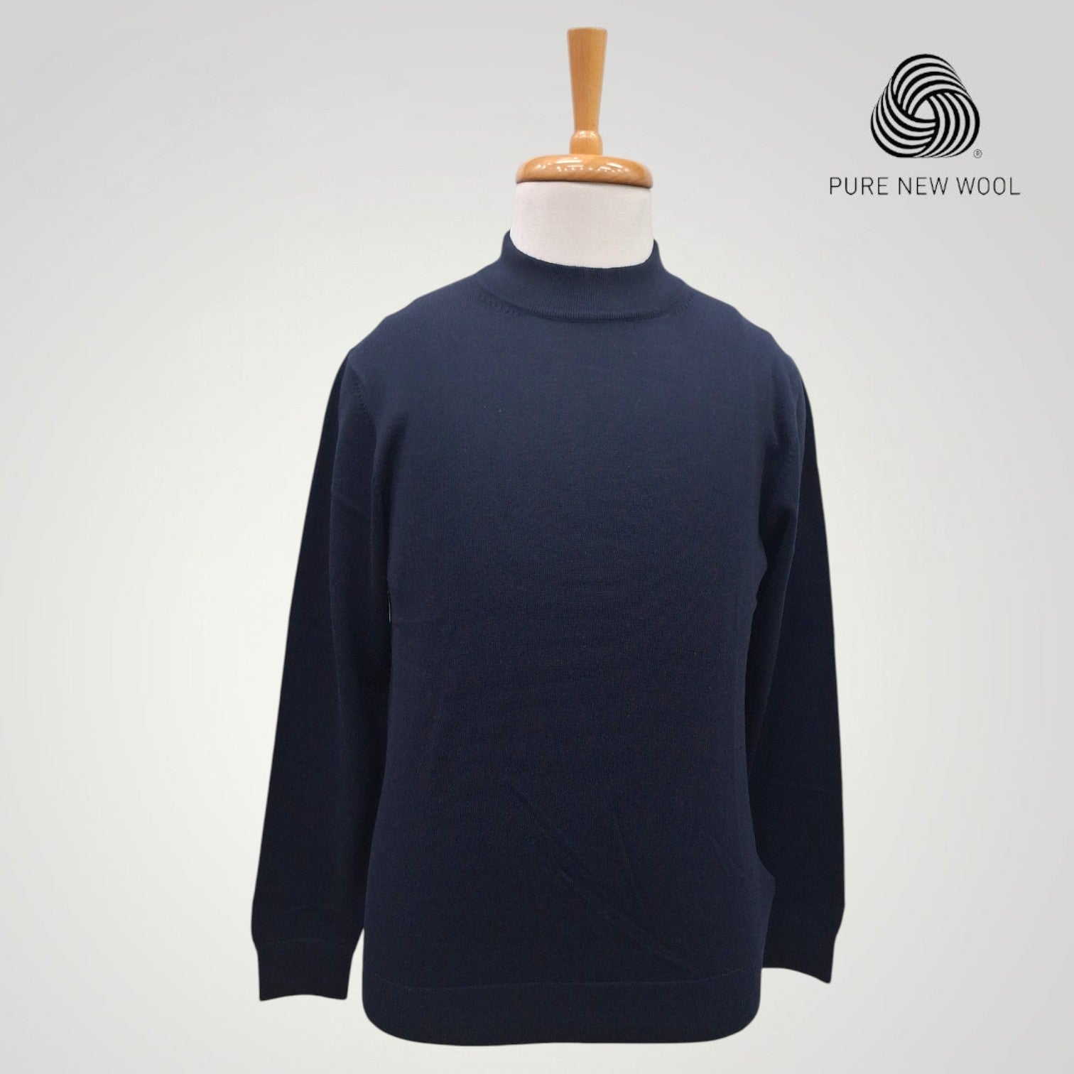 MEN'S HIGH NECK ITALIAN PURE WOOL SWEATER