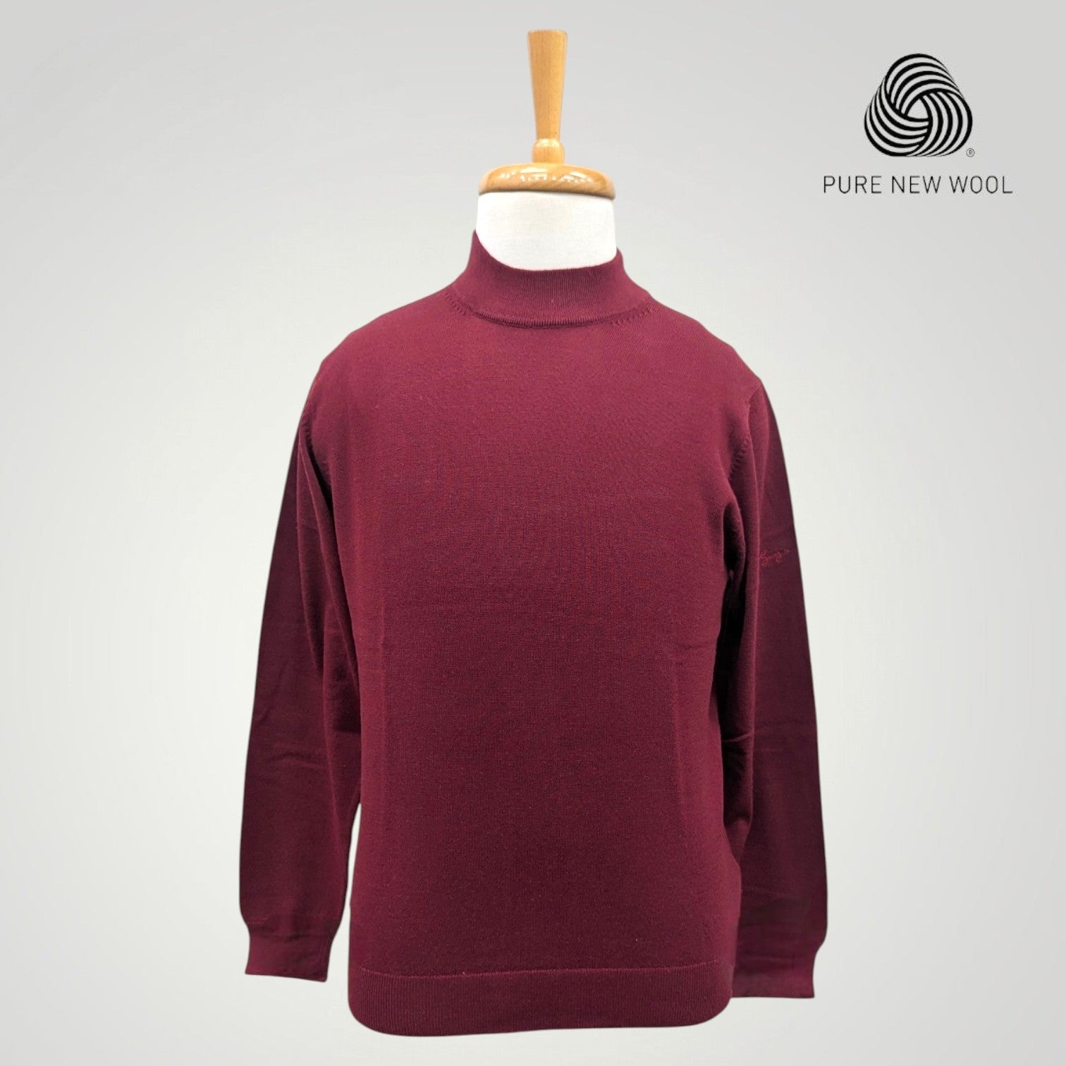MEN'S HIGH NECK ITALIAN PURE WOOL SWEATER