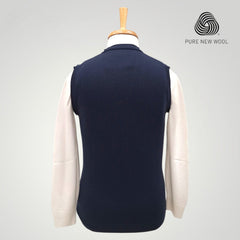 MEN'S SLEEVELESS CARDIGAN ITALIAN PURE WOOL SWEATER