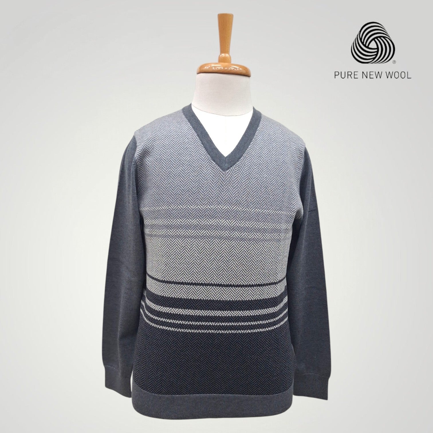 MEN'S V NECK SWEATER ITALIAN MERINO WOOL