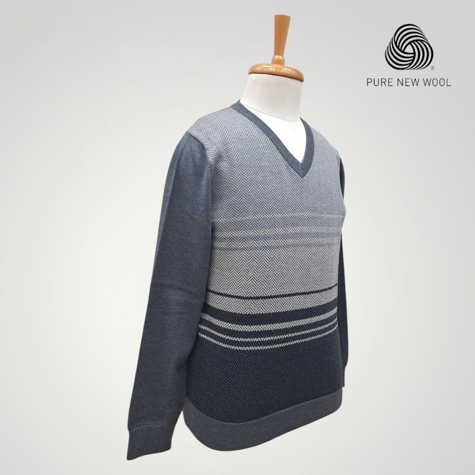 MEN'S V NECK SWEATER ITALIAN MERINO WOOL