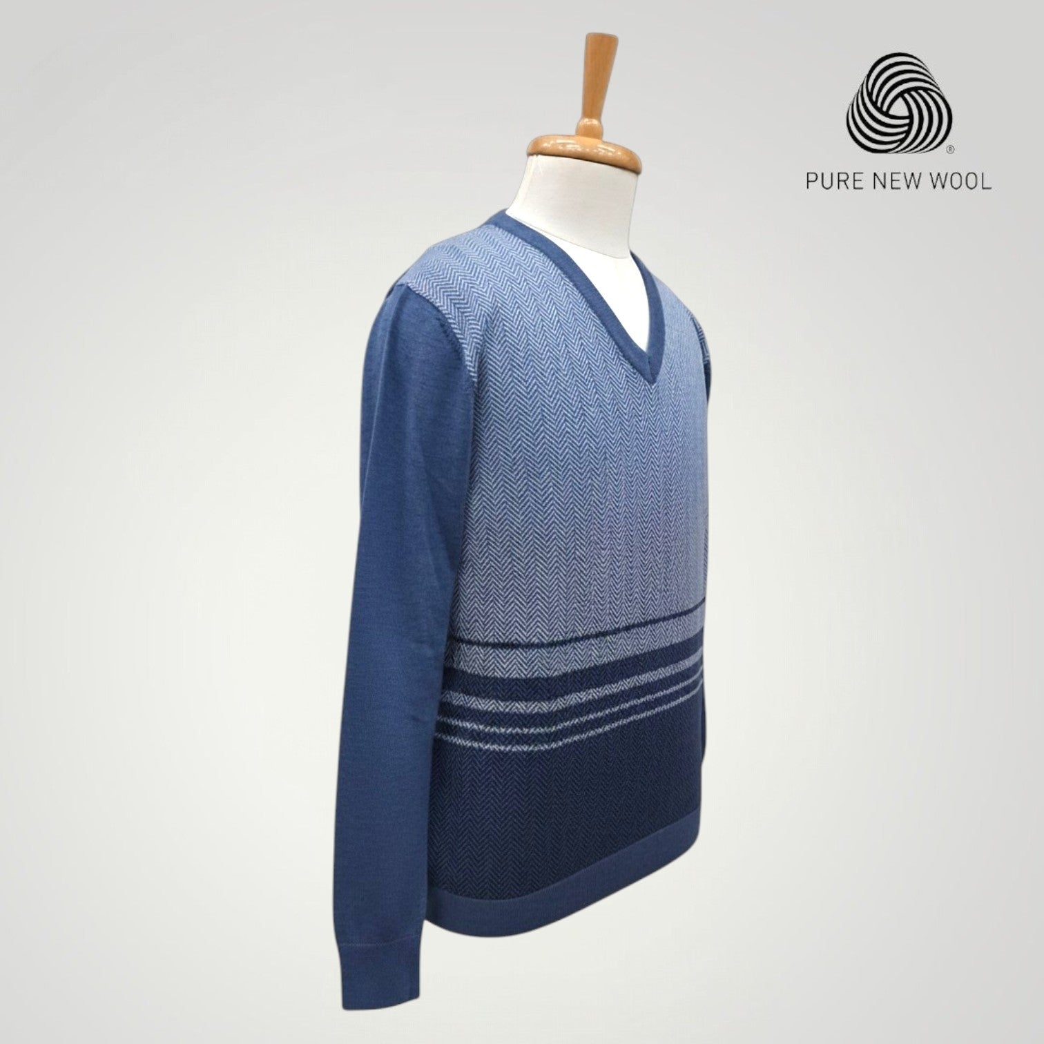 MEN'S V NECK SWEATER ITALIAN MERINO WOOL