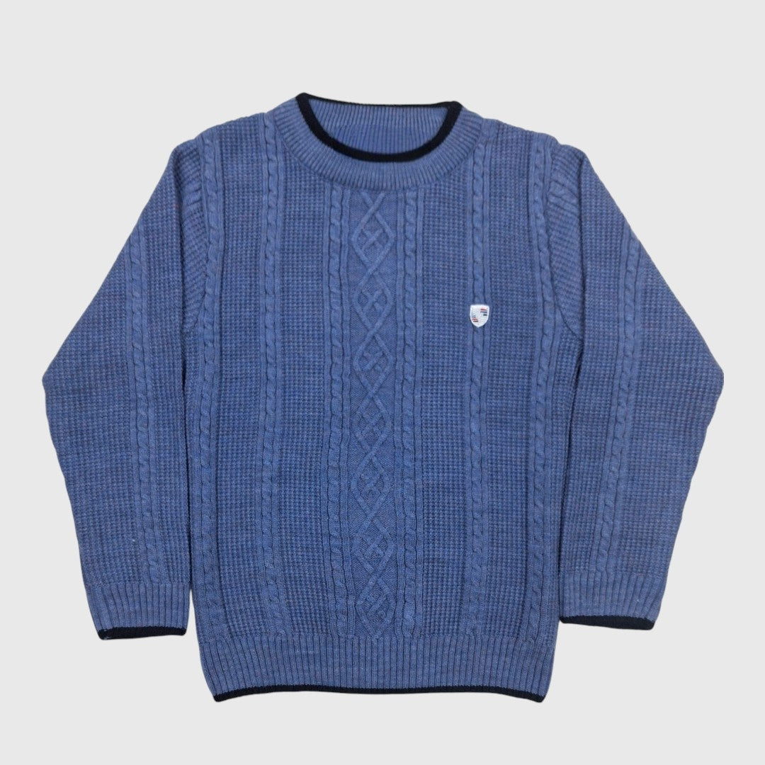 BOY'S R NECK ACRO WOOL SWEATER