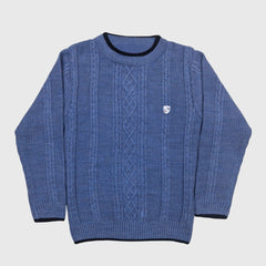 BOY'S R NECK ACRO WOOL SWEATER