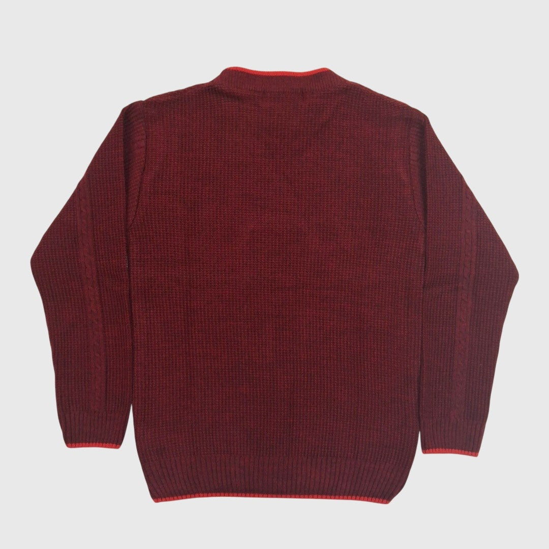 BOY'S R NECK ACRO WOOL SWEATER