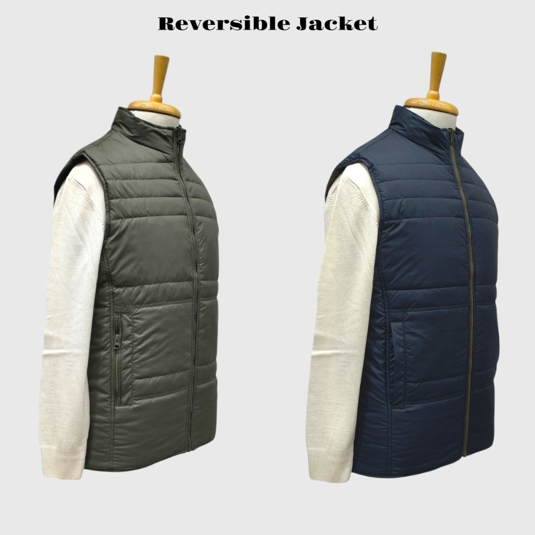 Men Winter Puffer Jacket | Sleeveless | Reversible