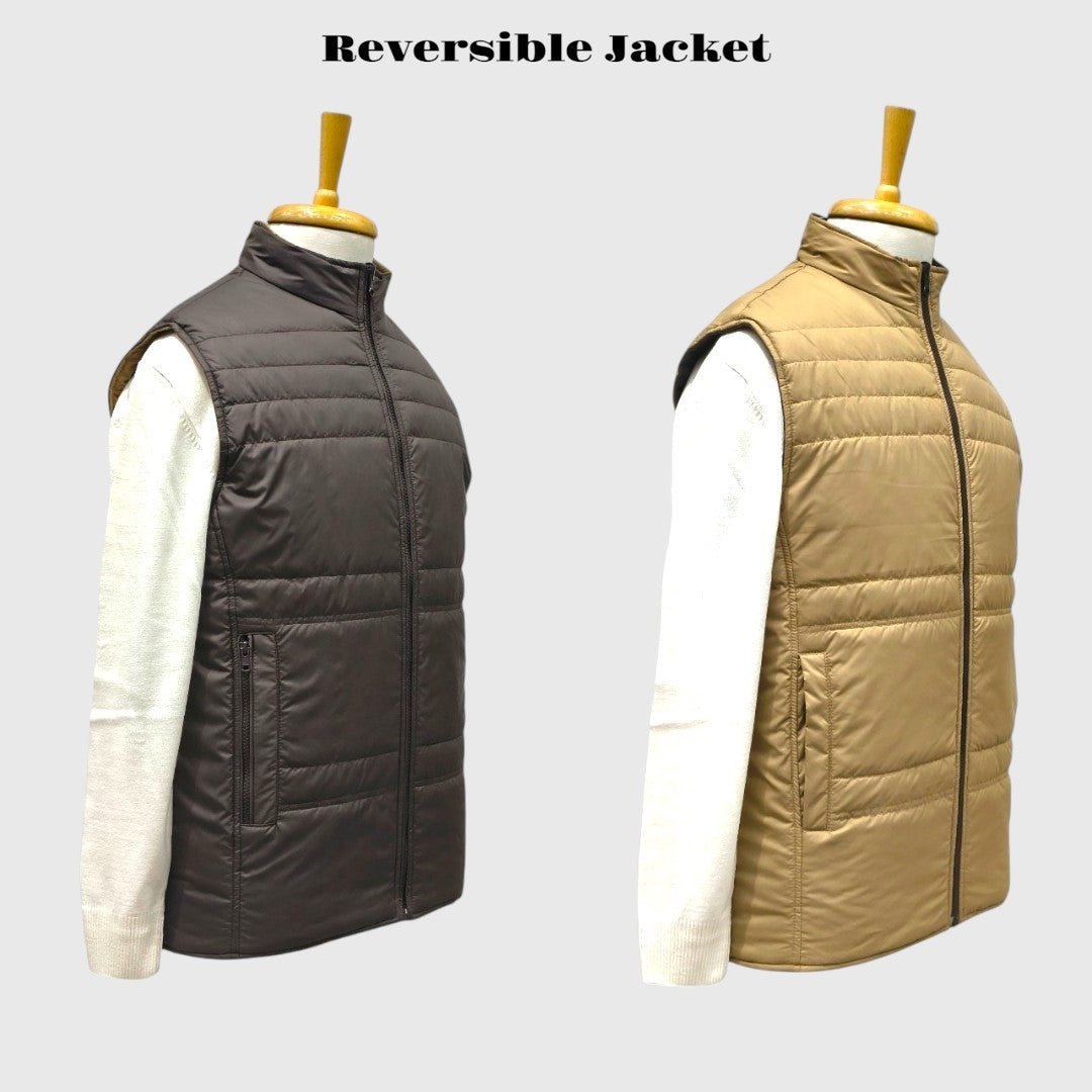 Men Winter Puffer Jacket | Sleeveless | Reversible