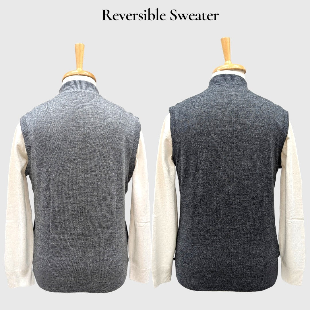 MEN'S SLEEVELESS FULL ZIP REVERSIBLE SWEATER