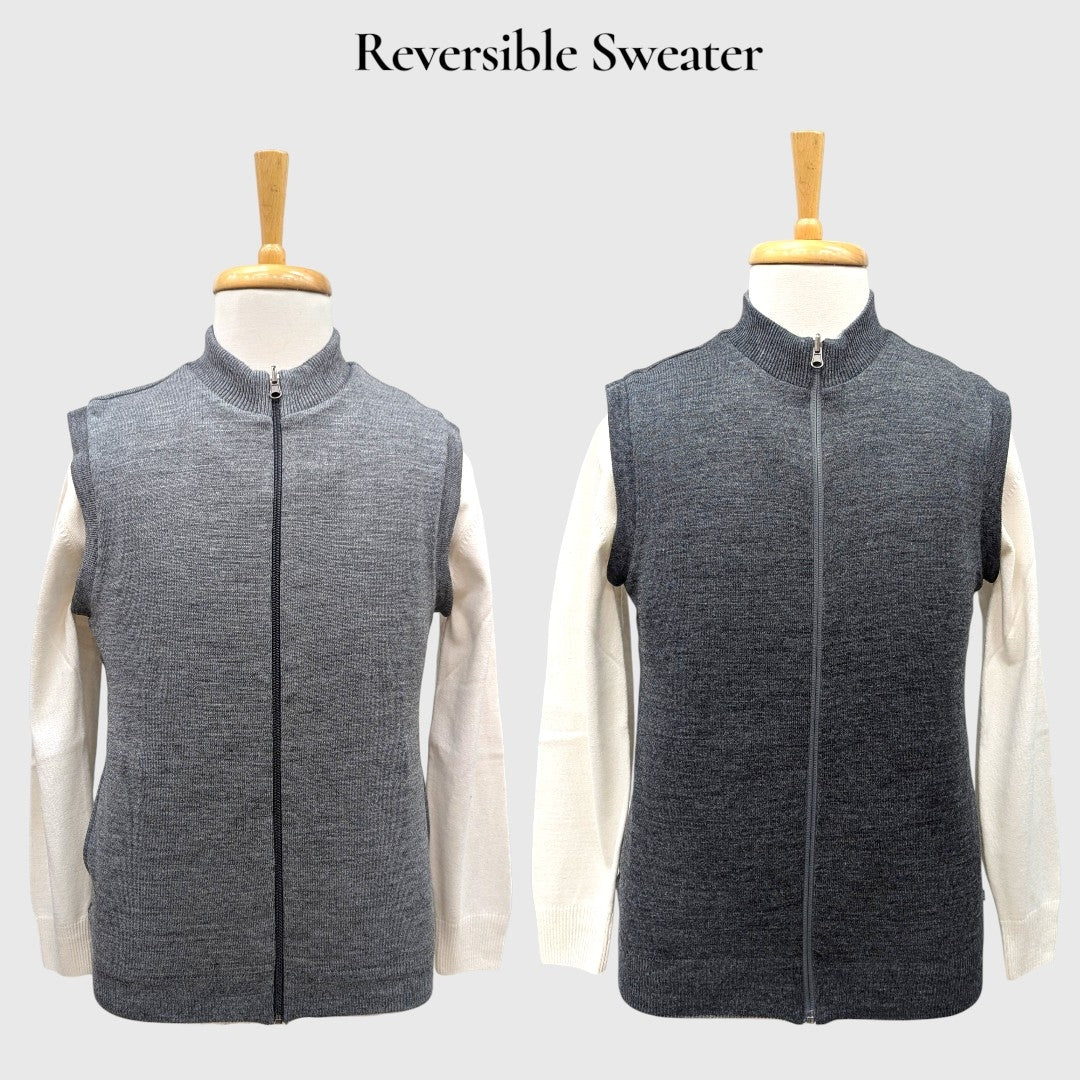 MEN'S SLEEVELESS FULL ZIP REVERSIBLE SWEATER