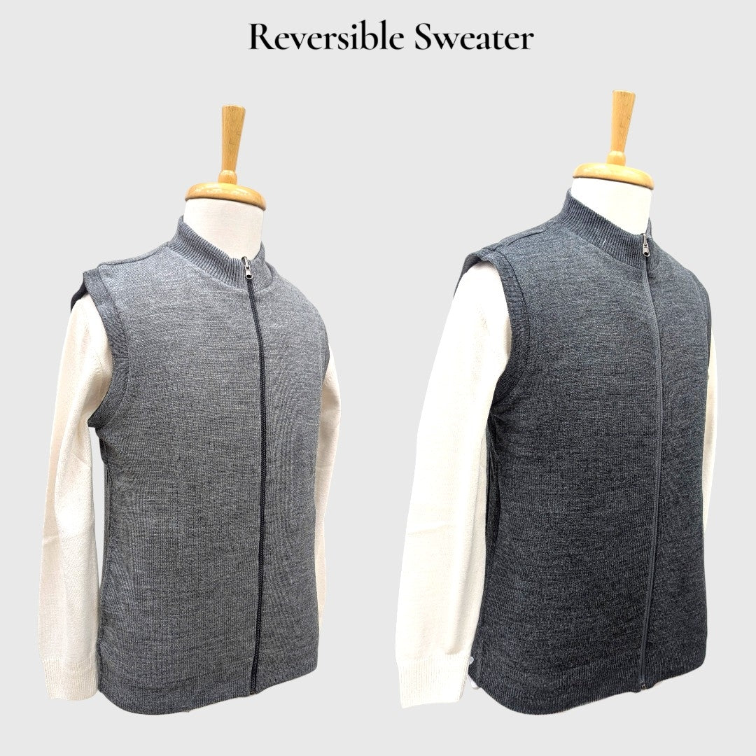 MEN'S SLEEVELESS FULL ZIP REVERSIBLE SWEATER
