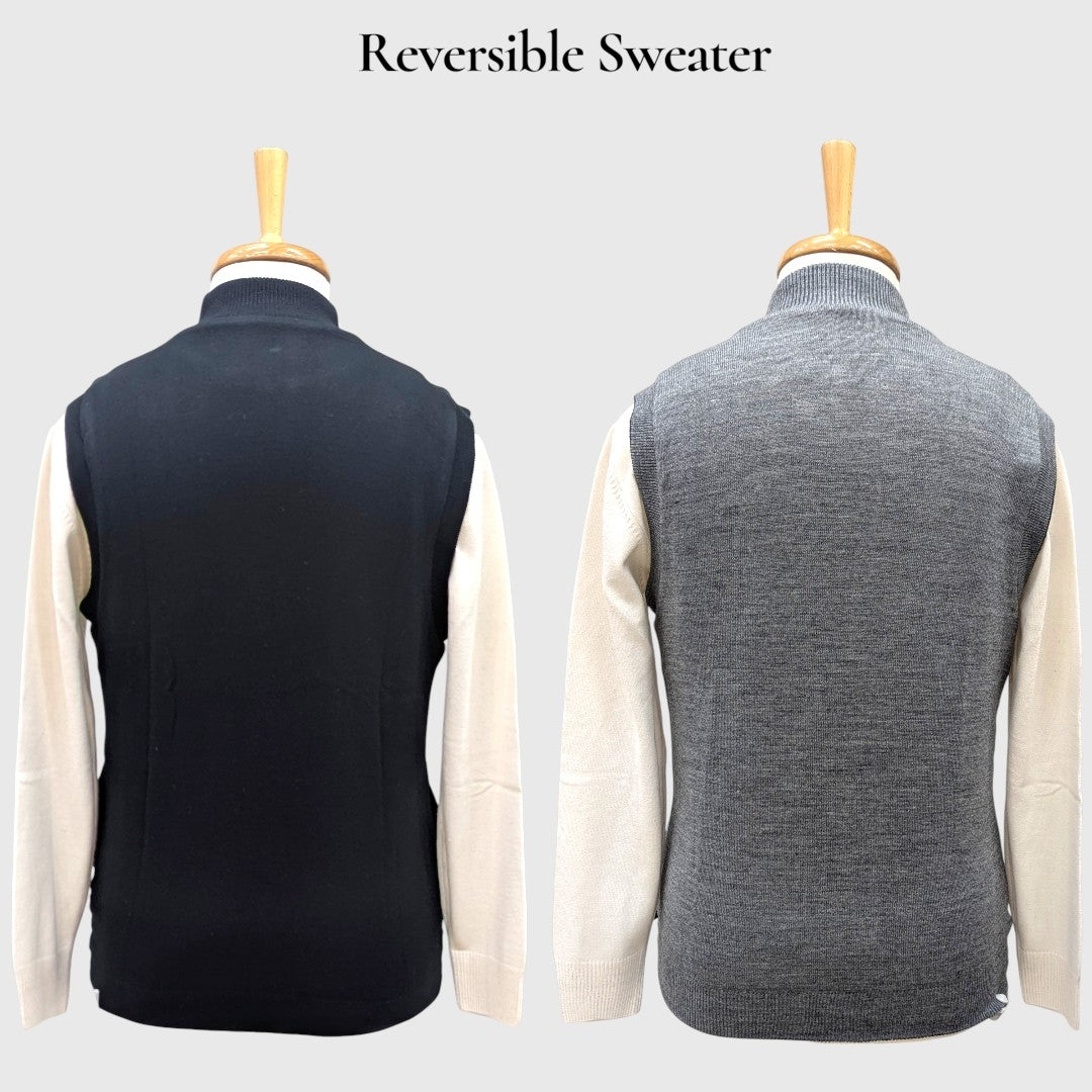 MEN'S SLEEVELESS FULL ZIP REVERSIBLE SWEATER