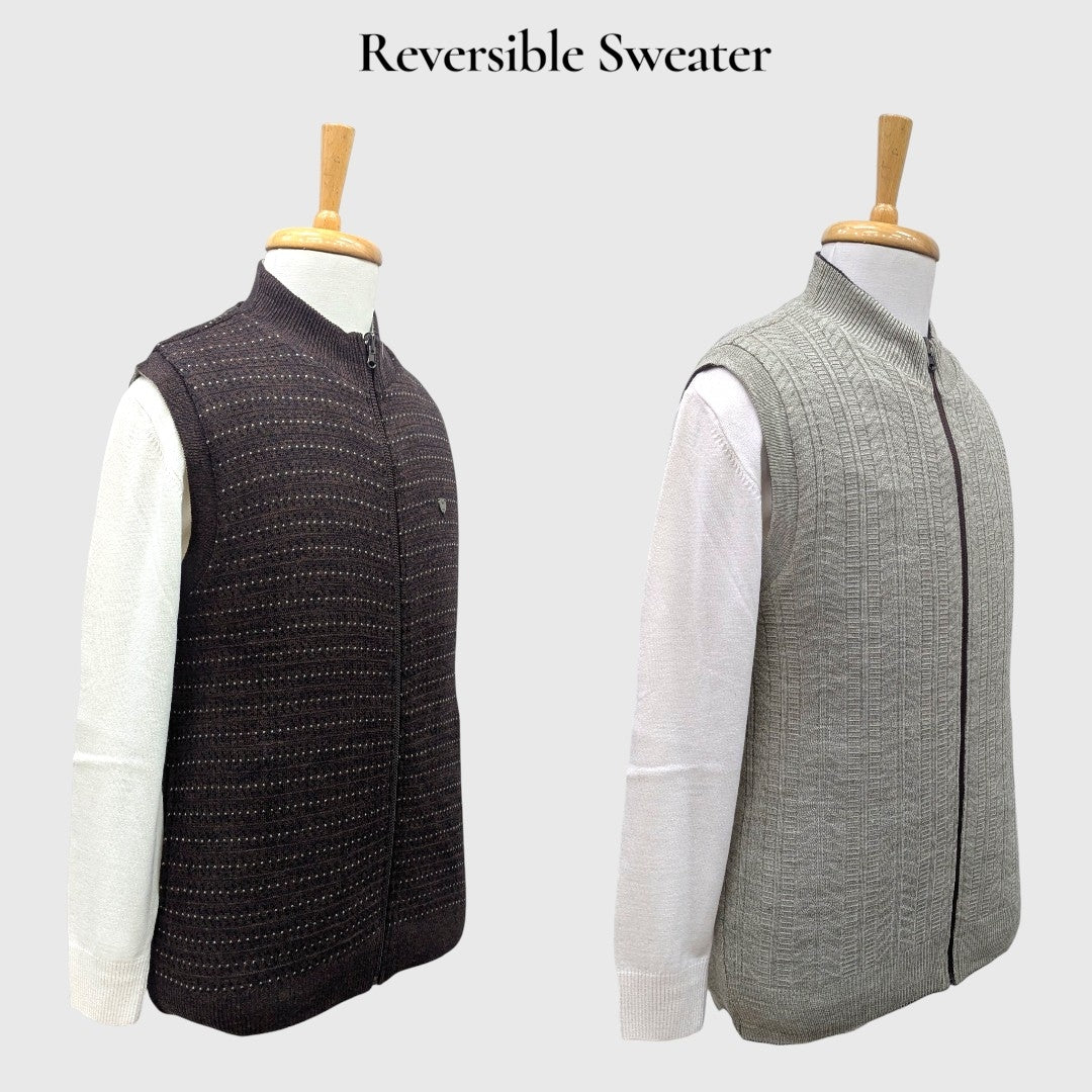 MEN'S SLEEVELESS FULL ZIP REVERSIBLE SWEATER