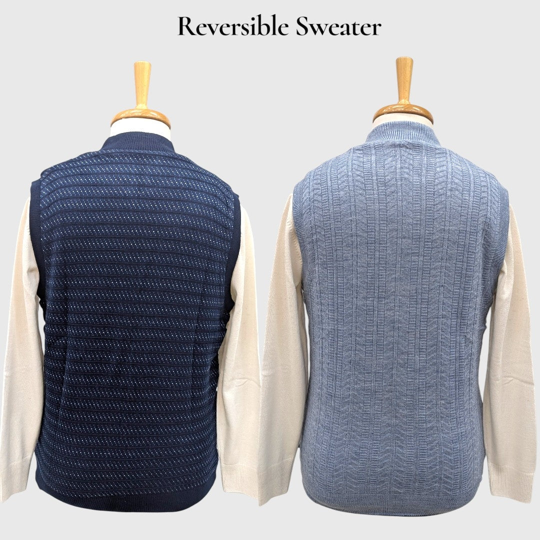 MEN'S SLEEVELESS FULL ZIP REVERSIBLE SWEATER