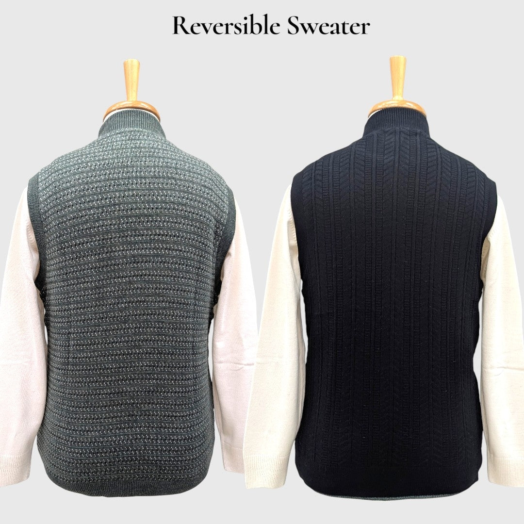 MEN'S SLEEVELESS FULL ZIP REVERSIBLE SWEATER