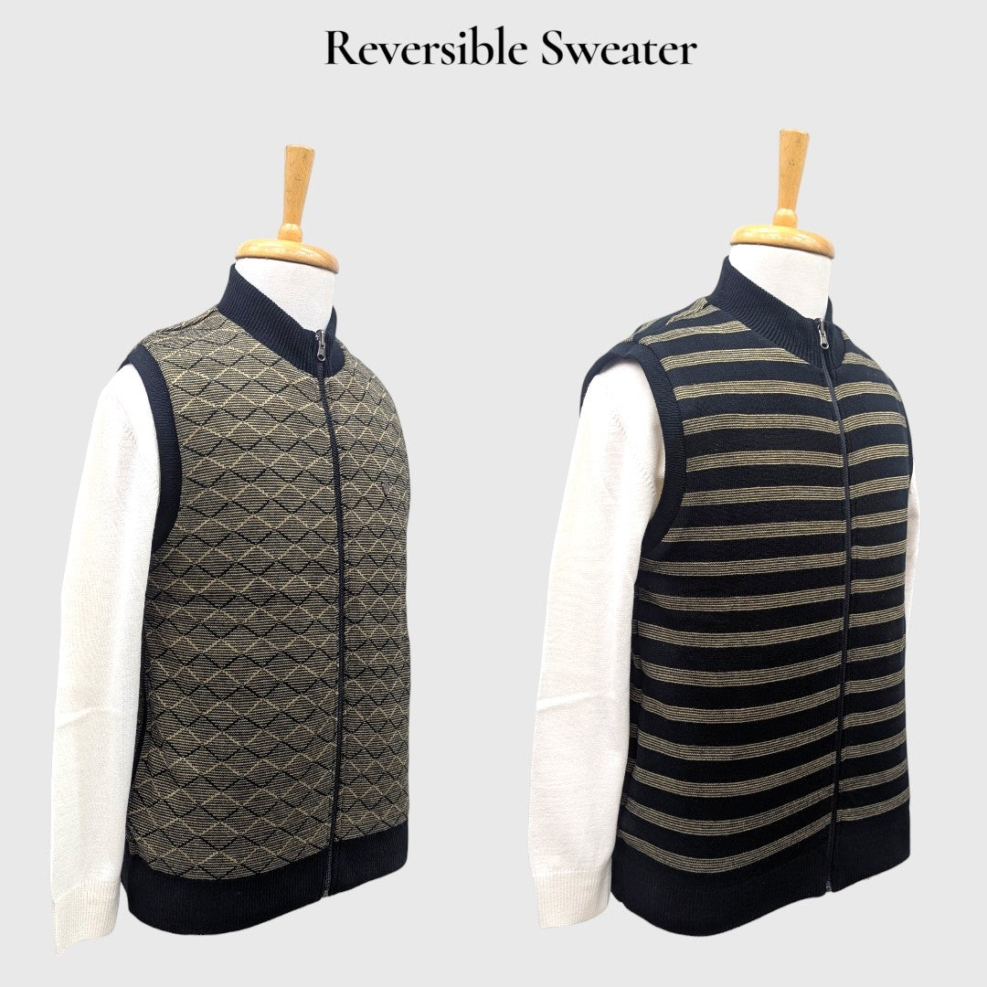MEN'S SLEEVELESS FULL ZIP REVERSIBLE SWEATER