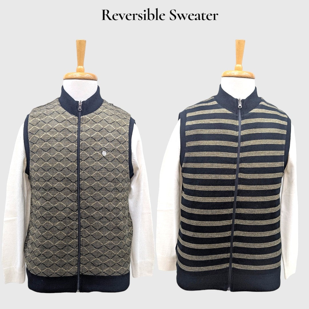 MEN'S SLEEVELESS FULL ZIP REVERSIBLE SWEATER